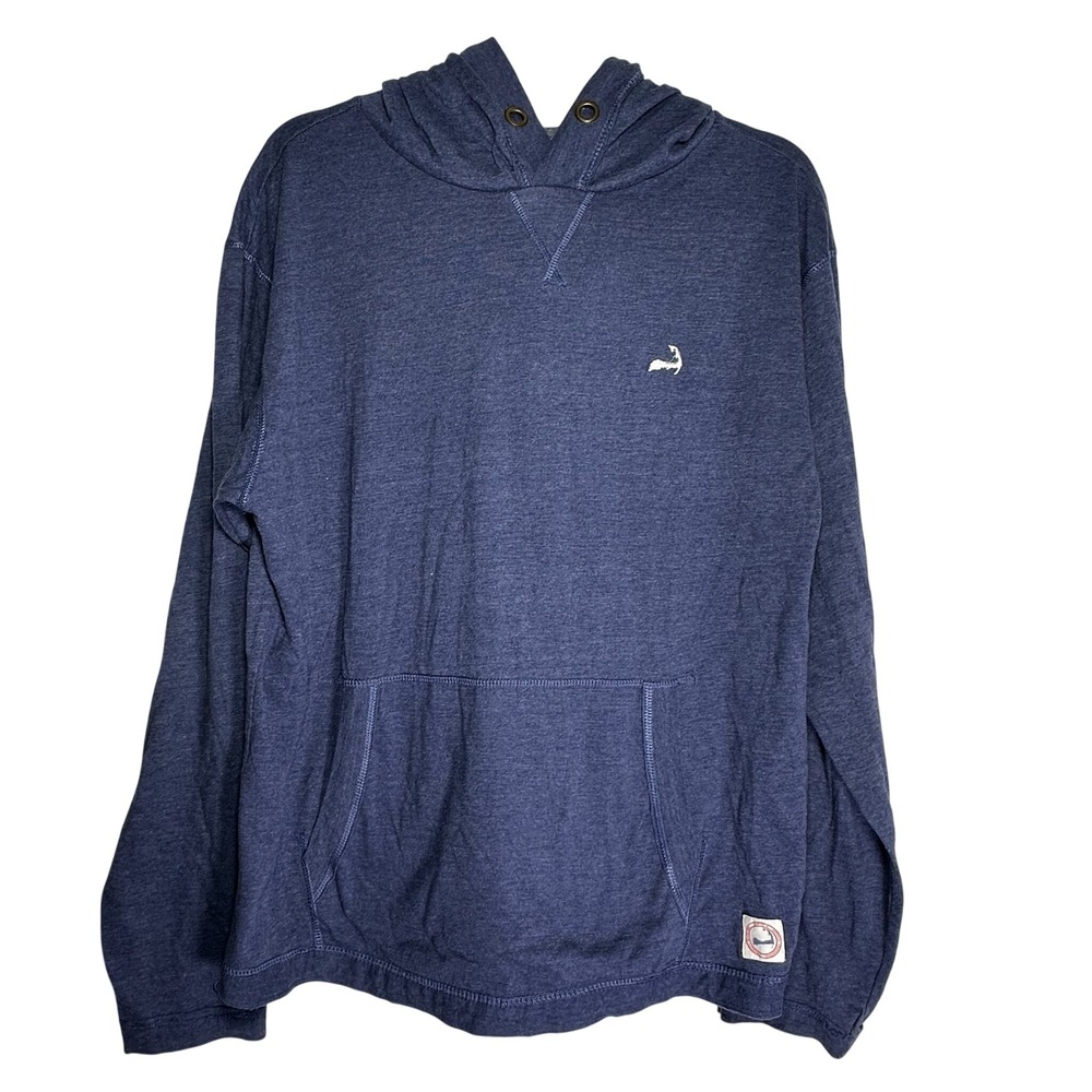 Cuffy's Cape‎ Cod Mens Medium Hoodie Heather Navy Blue Coastal Pullover Logo